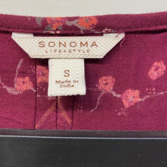 New Sonoma paisley top blouse, scoop neck with ties  Sz: S - Picture 2 of 5